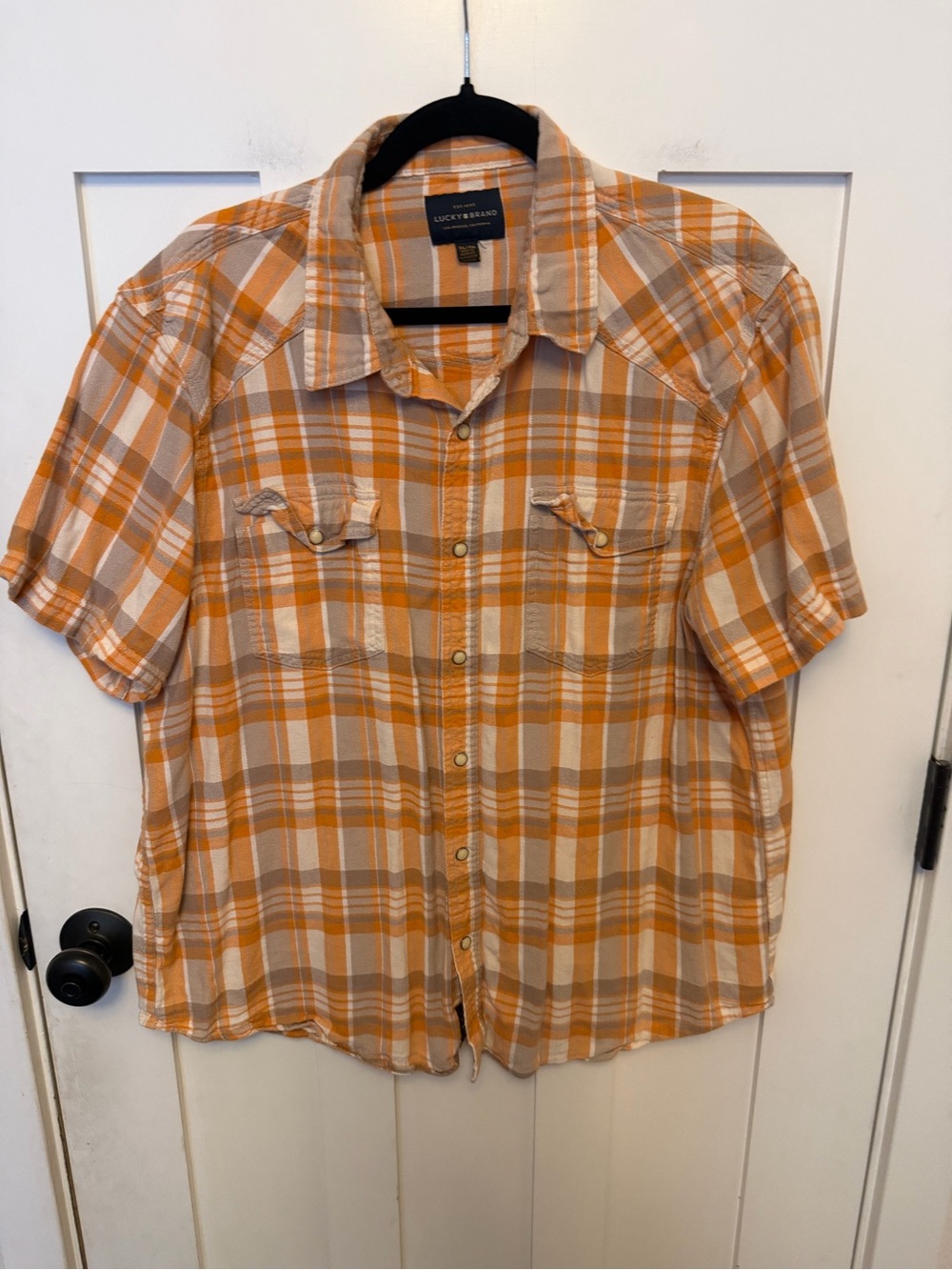Lucky Brand men's pearl snap short-sleeve Western shirt size XL